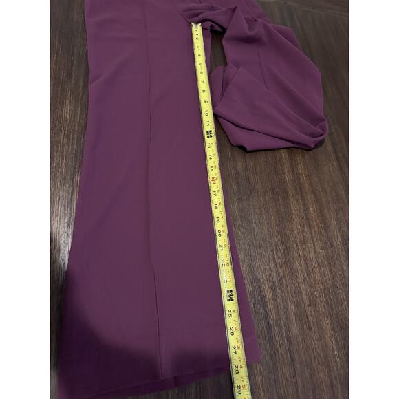 Alice + Olivia Crepe Dress Pants Womens 0 XS Purple Eggplant Work Dress Modest - Picture 10 of 11